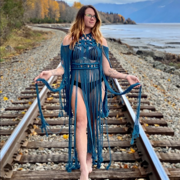 Handmade Macrame Crochet Dress Unique Small - Picture 5 of 16